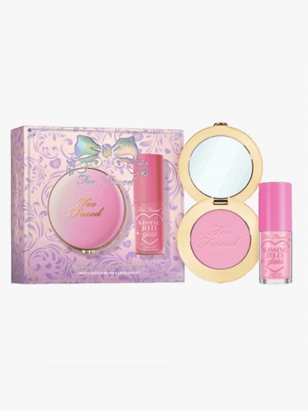 TOO FACED COSMETICS Dream A Little Dream Blush & Lip Gloss Set- FULL SIZE